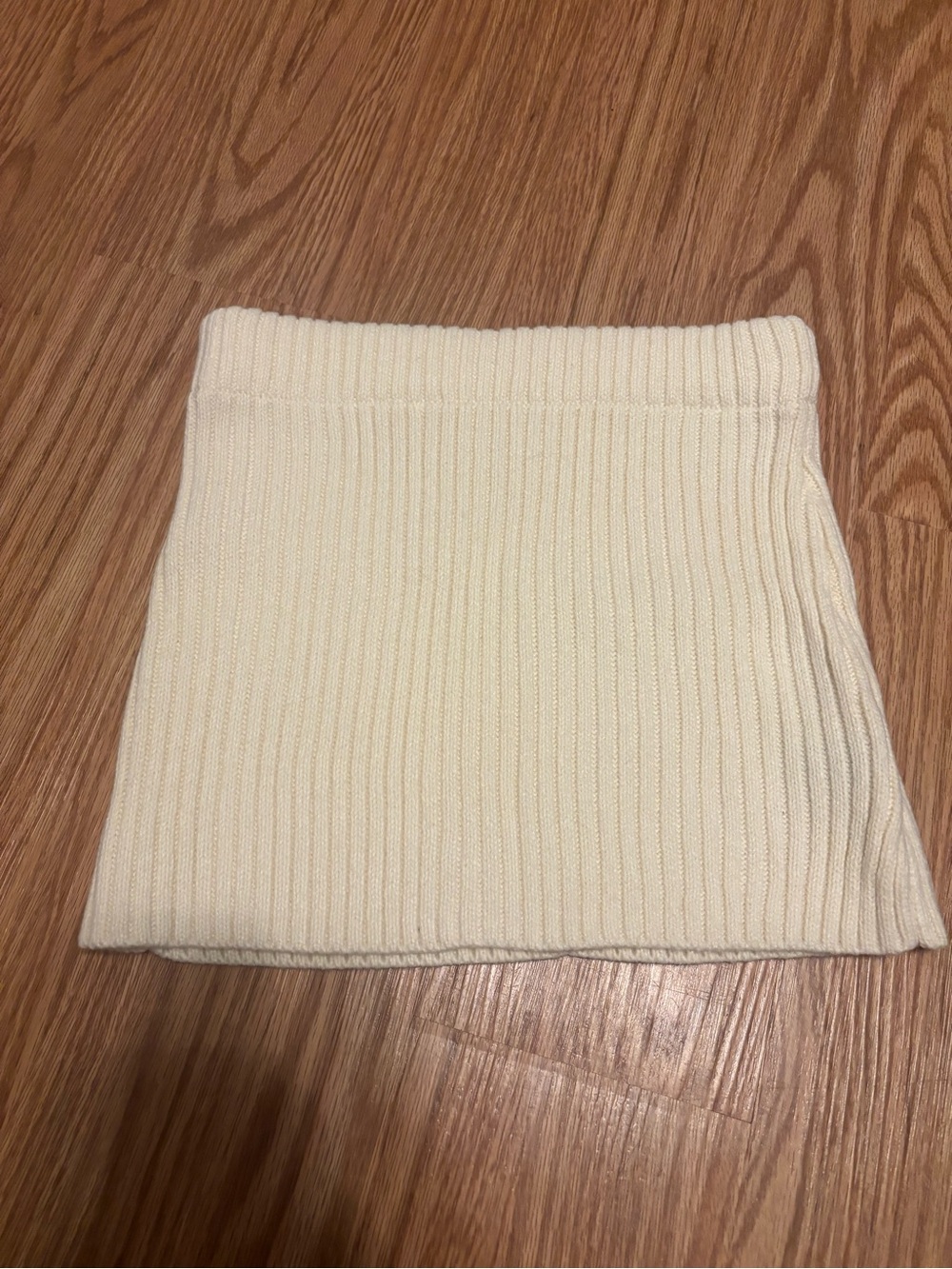 SHEIN Cream Ribbed High-Low Mini Skirt